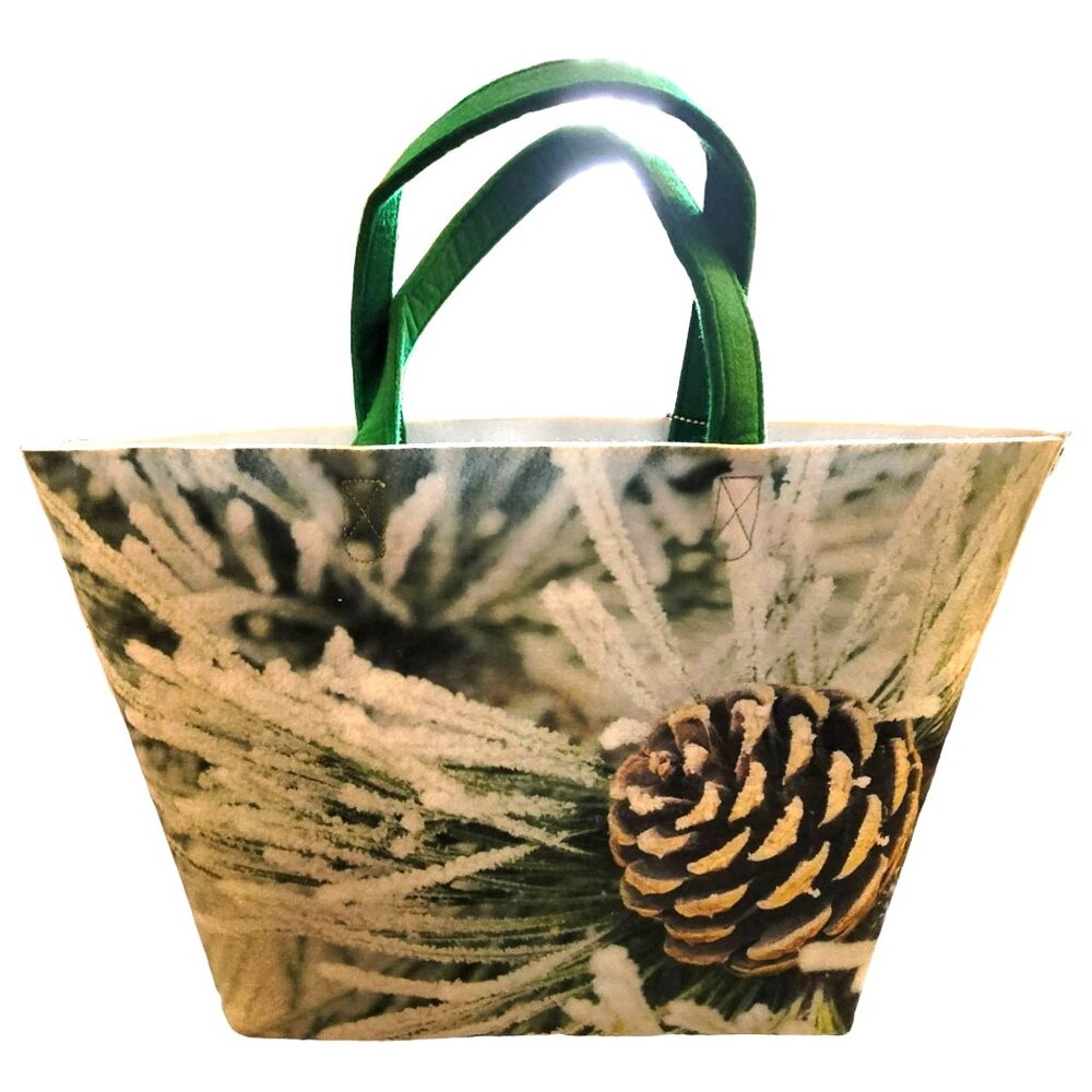 Punctuate Tote Bag Winter Pinecone Handbag Heavy Felt Large  PD336